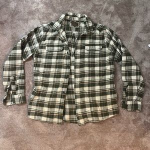 Orvis flannel button up shirt size Men’s L. Good neutral color and pattern